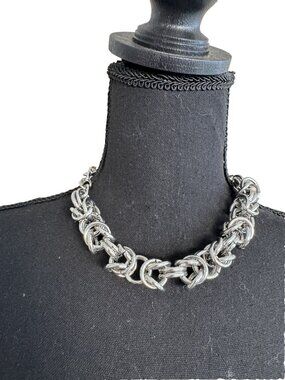 AND LOVELY Chunky Silvertone Chain Statement Necklace 18"  NEW